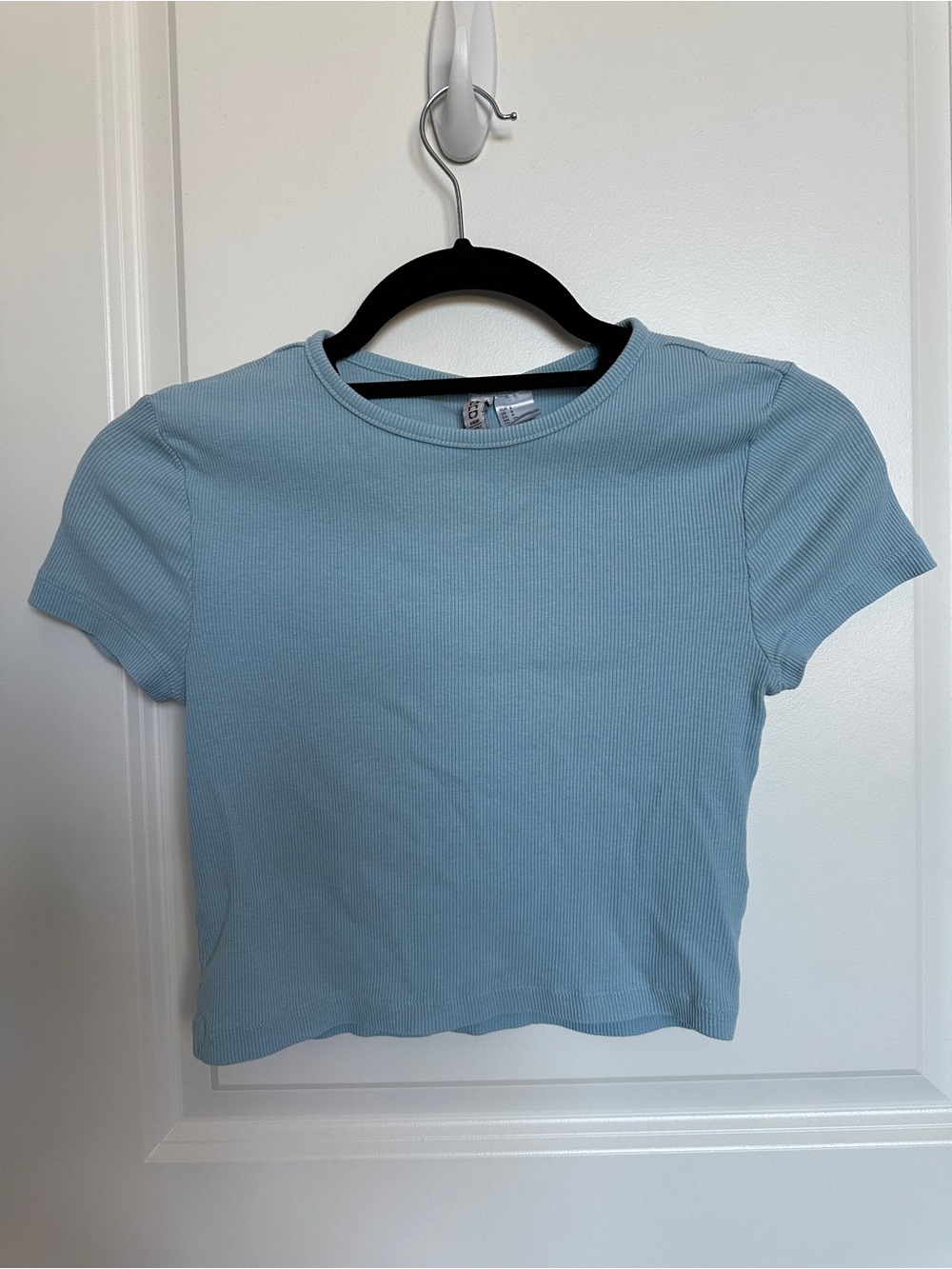 H&M Light Blue Ribbed Crop Tee